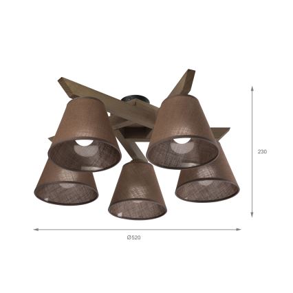 Brilagi - Żyrandol natynkowy ANTHONY 5xE14/40W/230V dąb/brązowy