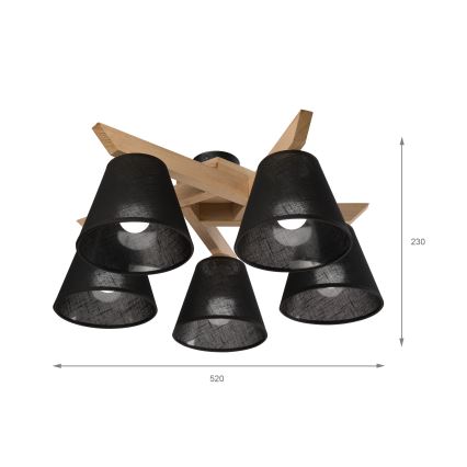 Brilagi - Żyrandol natynkowy ANTHONY 5xE14/40W/230V dąb/czarny