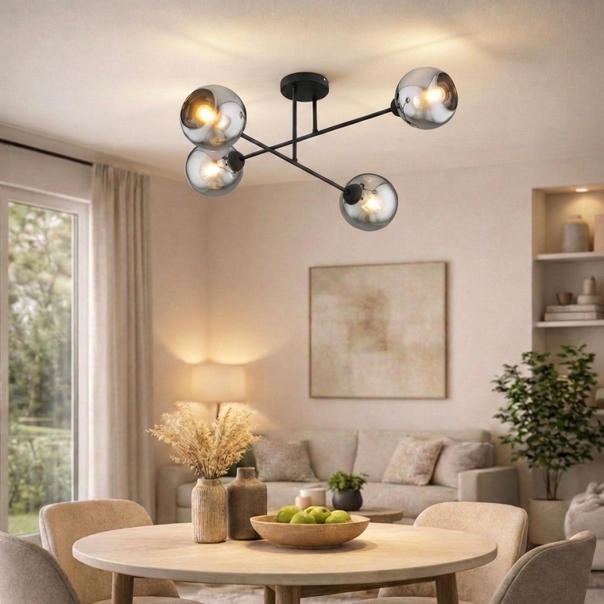 Brilagi - Żyrandol przysufitowy 4xE27/60W/230V czarny/przydymiony szary