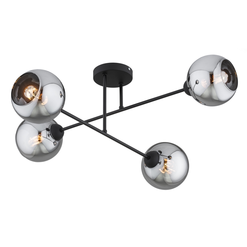 Brilagi - Żyrandol przysufitowy DIOR 4xE27/60W/230V czarny/przydymiony szary