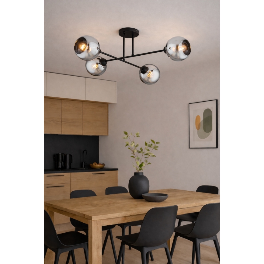 Brilagi - Żyrandol przysufitowy DIOR 4xE27/60W/230V czarny/przydymiony szary