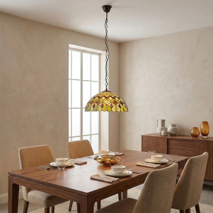 Brilagi - Żyrandol Tiffany witrażowy na łańcuchu MARGARET 2xE27/60W/230V