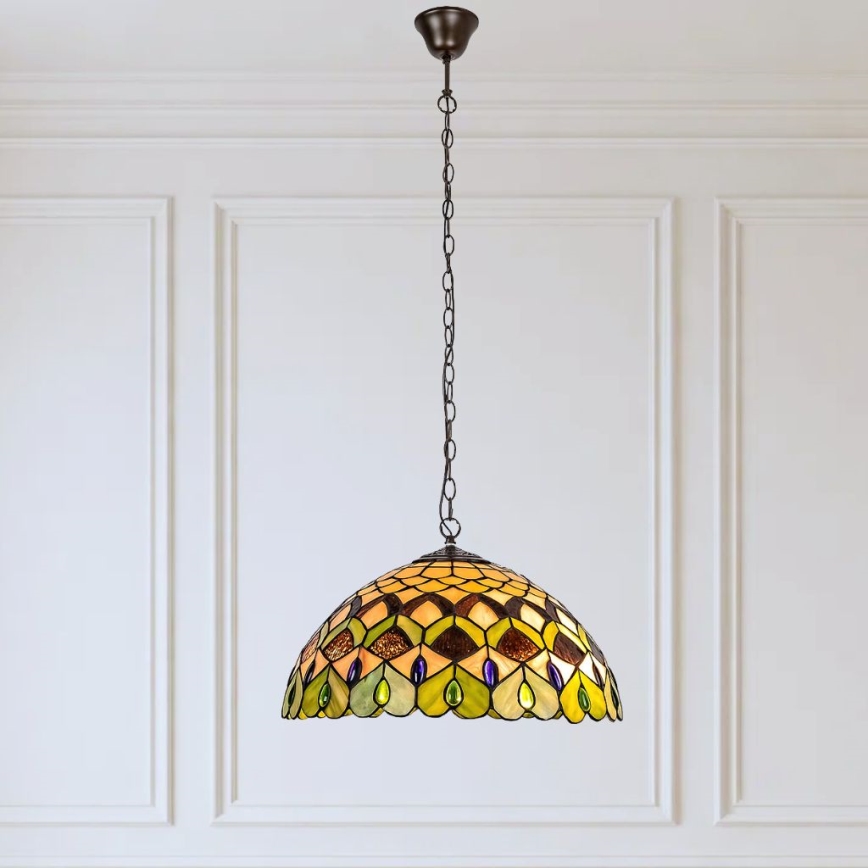 Brilagi - Żyrandol Tiffany witrażowy na łańcuchu MARGARET 2xE27/60W/230V