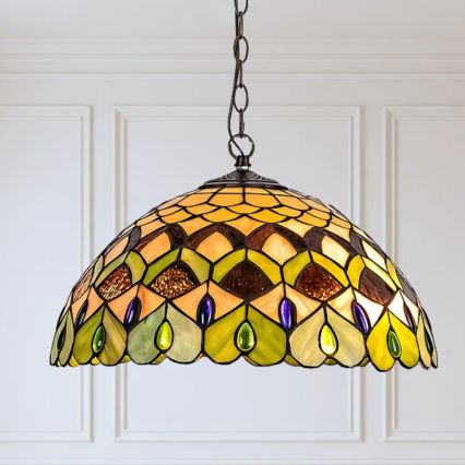 Brilagi - Żyrandol Tiffany witrażowy na łańcuchu MARGARET 2xE27/60W/230V