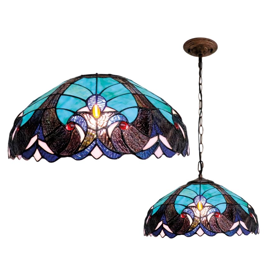 BRILAGI - żyrandol witrażowy Tiffany na łańcuchu CORAL 1xE27/60W/230V śr. 40 cm