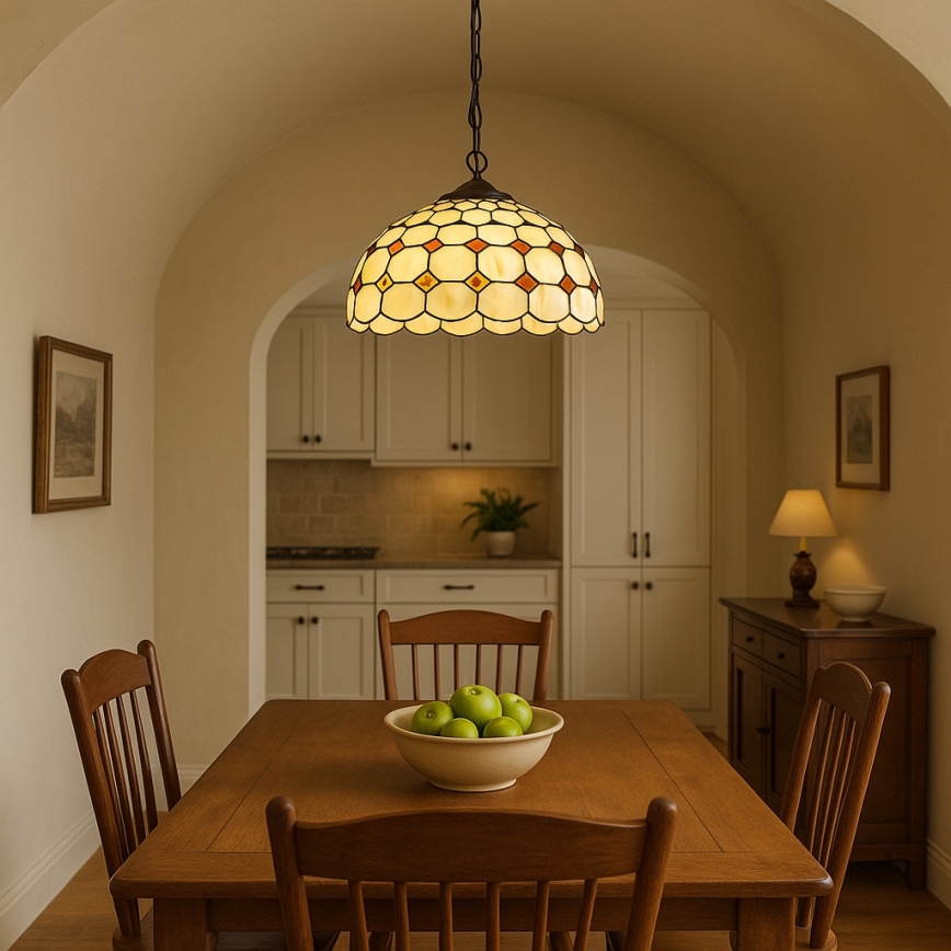 Brilagi - żyrandol witrażowy Tiffany na łańcuchu DORAN 2xE27/60W/230V