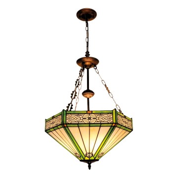 BRILAGI - żyrandol witrażowy Tiffany na łańcuchu EMERALD 3xE27/60W/230V śr. 50 cm