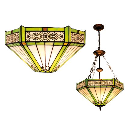 BRILAGI - żyrandol witrażowy Tiffany na łańcuchu EMERALD 3xE27/60W/230V śr. 50 cm