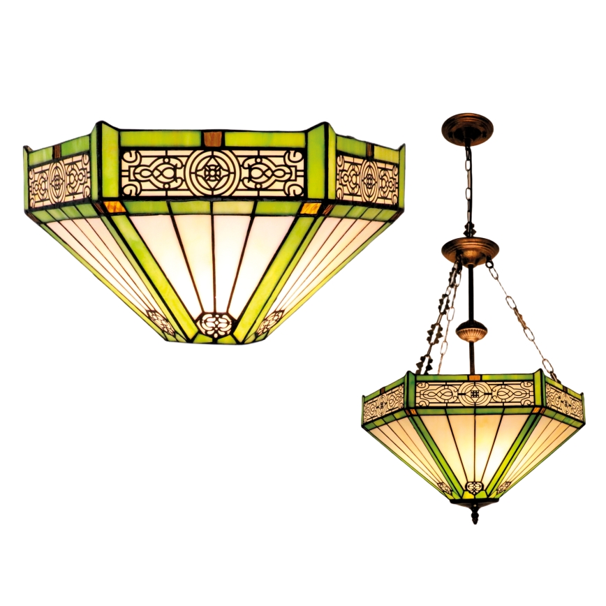 BRILAGI - żyrandol witrażowy Tiffany na łańcuchu EMERALD 3xE27/60W/230V śr. 50 cm