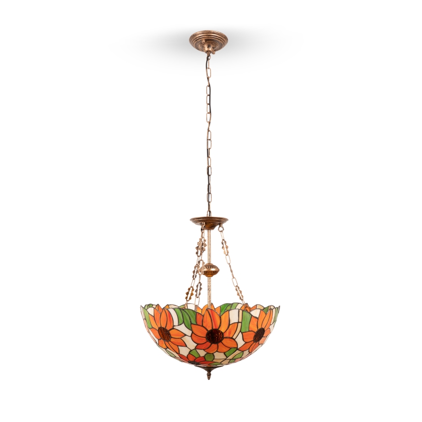 Brilagi - żyrandol witrażowy Tiffany na łańcuchu SUNFLOWER 3xE27/60W/230V śr. 50 cm