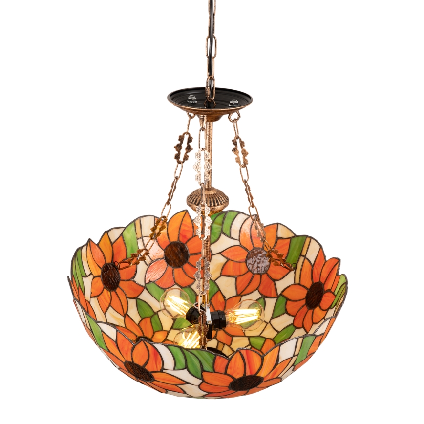 Brilagi - żyrandol witrażowy Tiffany na łańcuchu SUNFLOWER 3xE27/60W/230V śr. 50 cm