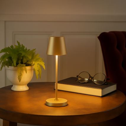 Brilliant - ściemnialna, ładowalna, dotykowa lampa stołowa zewnętrzna ELORA LED/2,5W/5V 2700K 2600 mAh IP44 złota