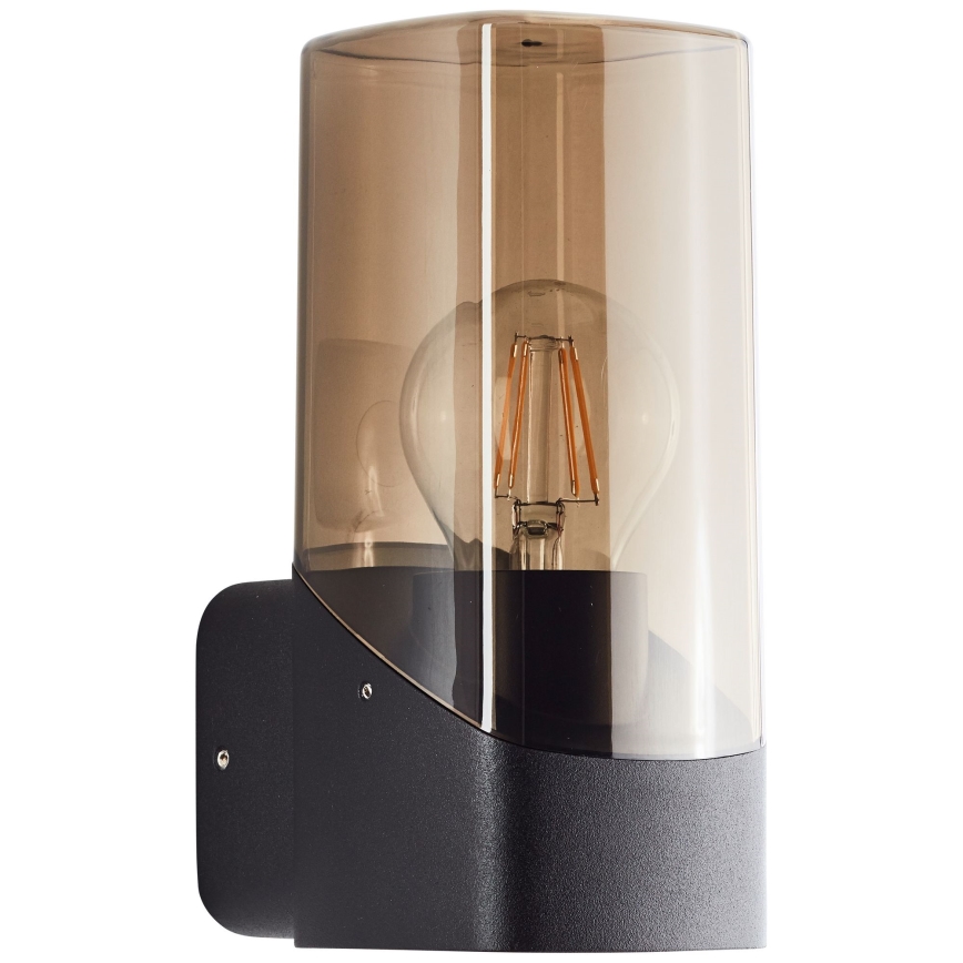 Brilliant - Kinkiet zewnętrzny MINOU 1xE27/10W/230V IP44 czarny/dym