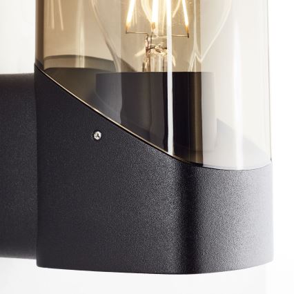 Brilliant - Kinkiet zewnętrzny MINOU 1xE27/10W/230V IP44 czarny/dym