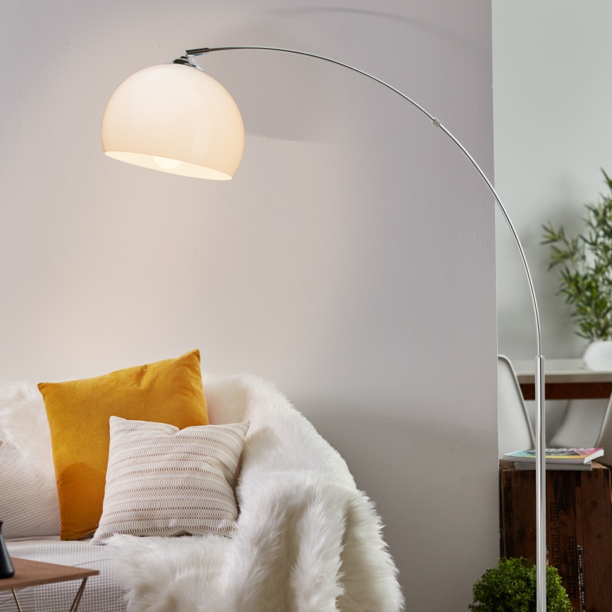 Brilliant - Lampa stojąca VESSA 1xE27/60W/230V chrom połysk/biały