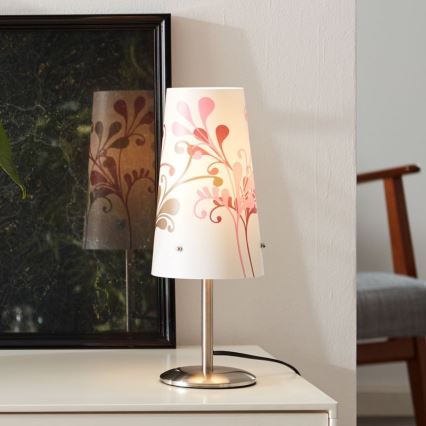 Brilliant - Lampa stołowa ISI 1xE14/40W/230V biała/różowa/chrom błyszczący
