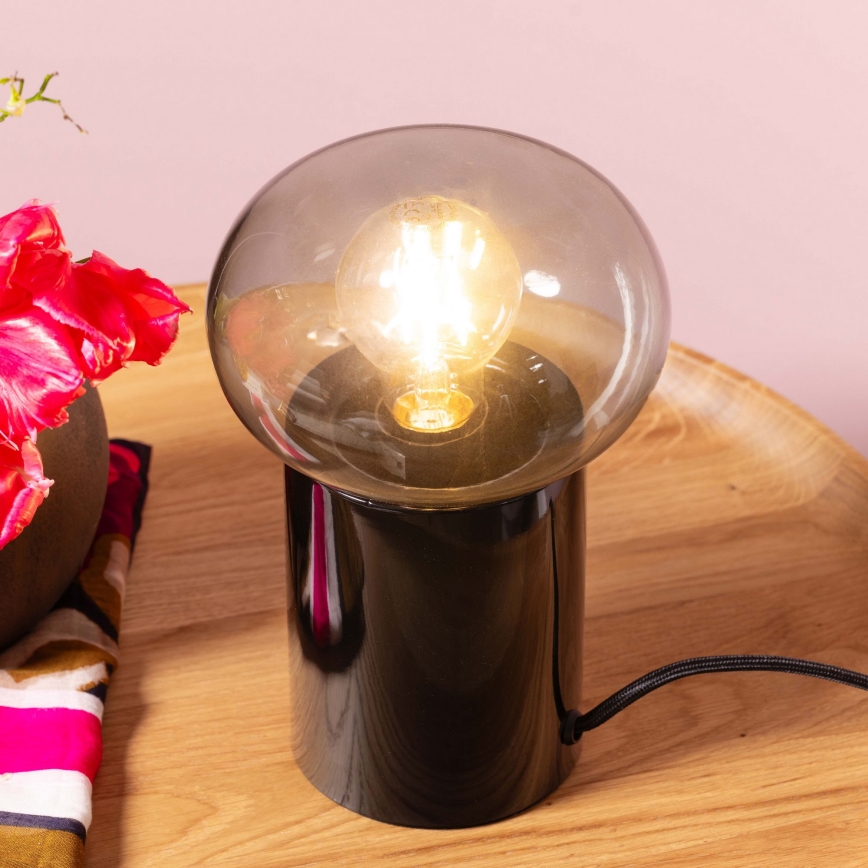 Brilliant - Lampa stołowa KNUT 1xE27/25W/230V czarna/przezroczysta