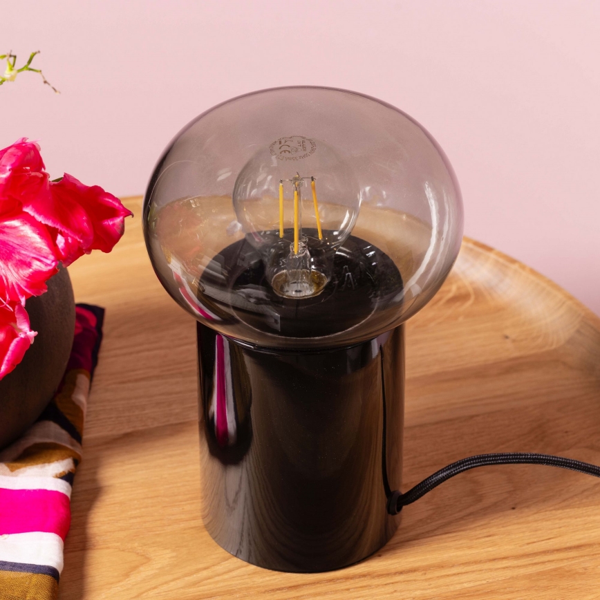 Brilliant - Lampa stołowa KNUT 1xE27/25W/230V czarna/przezroczysta