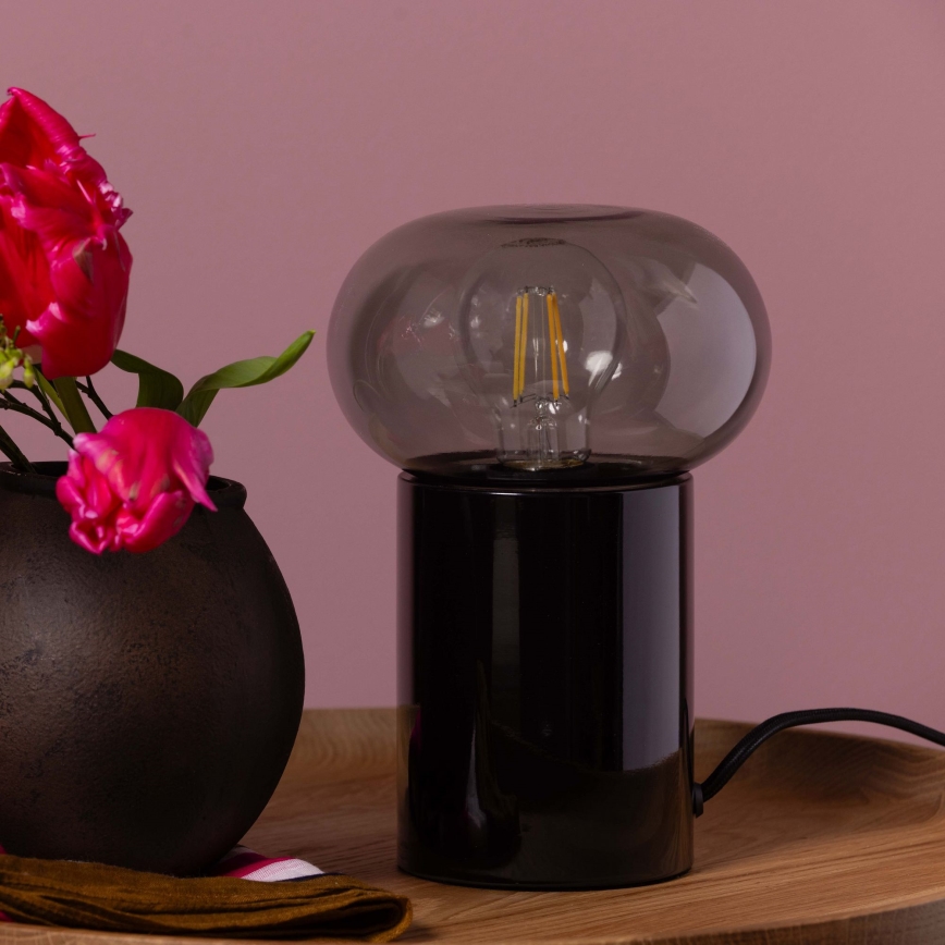 Brilliant - Lampa stołowa KNUT 1xE27/25W/230V czarna/przezroczysta