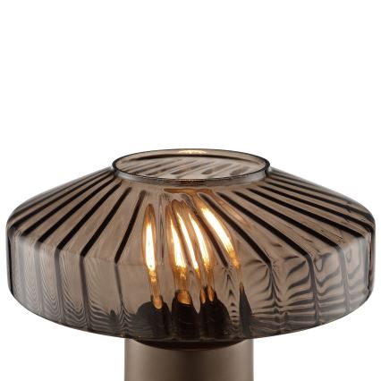 Brilliant - Lampa stołowa LYN 1xE27/20W/230V brązowa/przydymiona