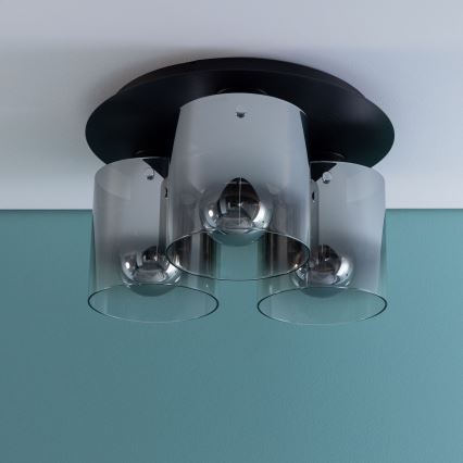 Brilliant - Lampa sufitowa BETH 3xE27/60W/230V śr. 37 cm czarna/przydymiona