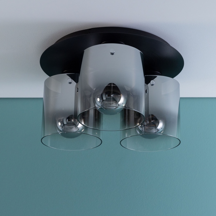 Brilliant - Lampa sufitowa BETH 3xE27/60W/230V śr. 37 cm czarna/przydymiona