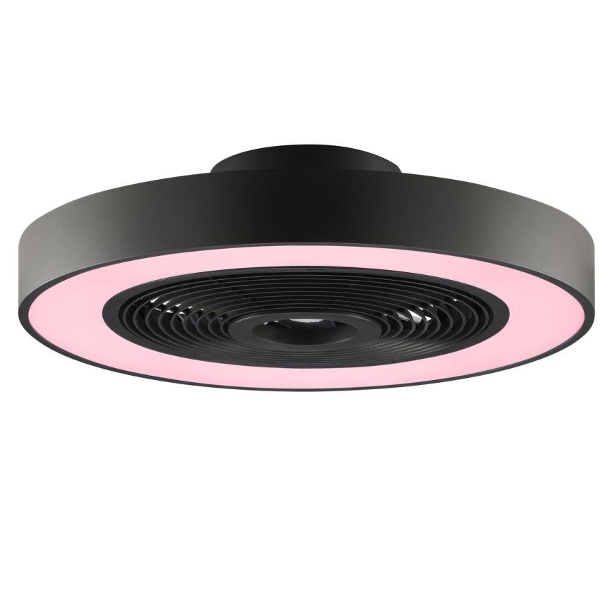 Brilliant - ściemnialna lampa sufitowa LED RGBW z wentylatorem CATANIA LED/37W/230V 2700-6500K śr. 48,6 cm czarna + zdalne sterowanie