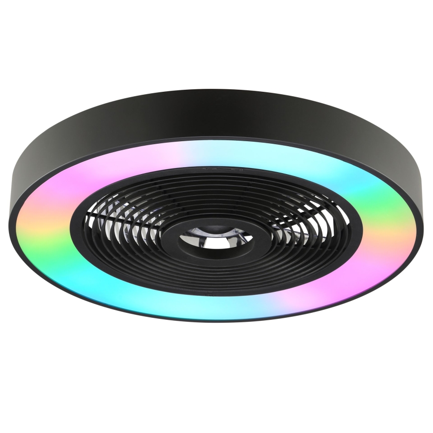 Brilliant - ściemnialna lampa sufitowa LED RGBW z wentylatorem CATANIA LED/37W/230V 2700-6500K śr. 48,6 cm czarna + zdalne sterowanie