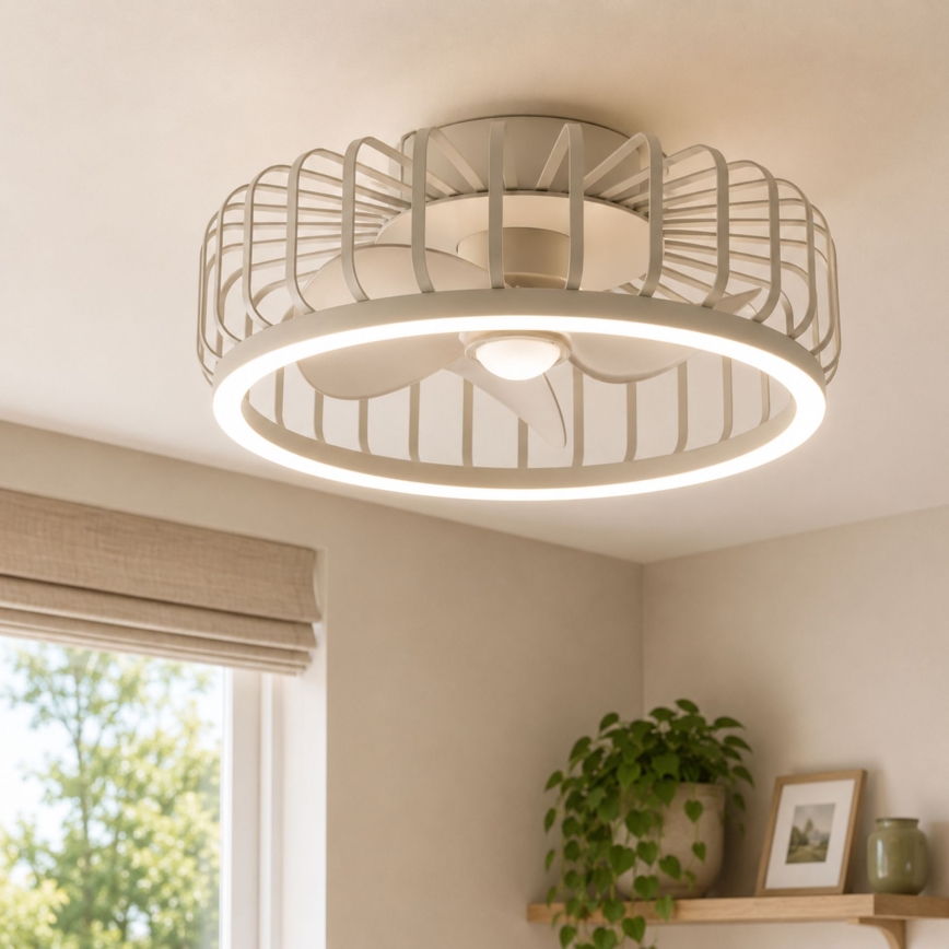 Brilliant - LED ściemnialna oprawa sufitowa z wentylatorem CAPO LED/36W/230V 2700-6500K śr. 48 cm beżowa + pilot zdalnego sterowania