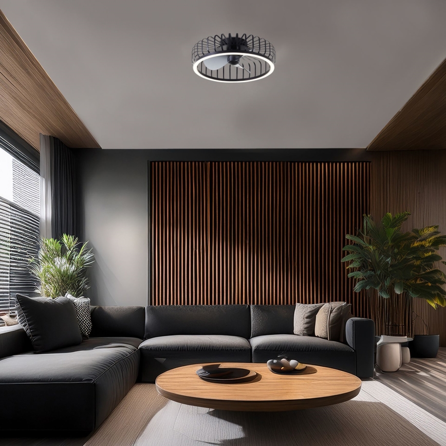 Brilliant - LED Ściemnialna lampa sufitowa z wentylatorem CAPO LED/36W/230V 2700-6500K śr. 48 cm czarna + pilot zdalnego sterowania