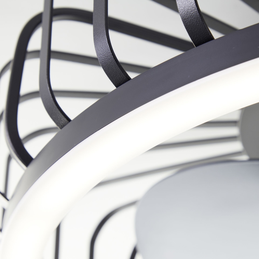 Brilliant - LED Ściemnialna lampa sufitowa z wentylatorem CAPO LED/36W/230V 2700-6500K śr. 48 cm czarna + pilot zdalnego sterowania