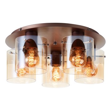 Brilliant - Lampa sufitowa PETJE 5xE27/40W/230V Ø 52 cm brązowy/przydymiony