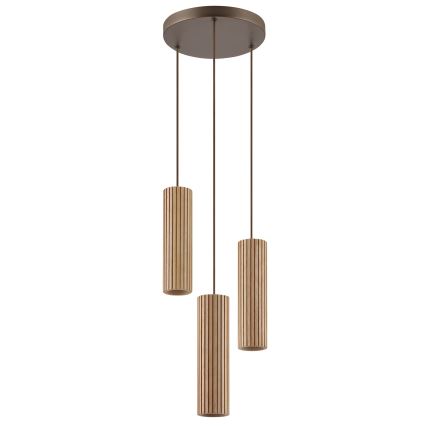 Brilliant - Lampa wisząca na lince LAKEWOOD 3xGU10/10W/230V, śr. 28 cm, brązowa