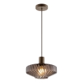 Brilliant - Lampa wisząca na lince LYN 1xE27/20W/230V śr. 28 cm brązowa/przydymiona brązowa