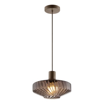Brilliant - Lampa wisząca na lince LYN 1xE27/20W/230V śr. 28 cm brązowa/przydymiona brązowa