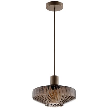 Brilliant - Lampa wisząca na lince LYN 1xE27/20W/230V śr. 28 cm brązowa/przydymiona brązowa
