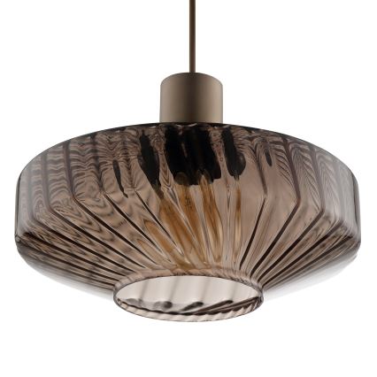 Brilliant - Lampa wisząca na lince LYN 1xE27/20W/230V śr. 28 cm brązowa/przydymiona brązowa