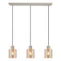 Brilliant - Lampa wisząca na lince LYSKA 3xE27/20W/230V kremowy/dymny beżowy