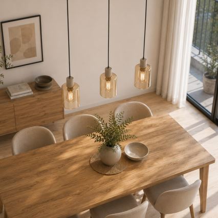 Brilliant - Lampa wisząca na lince LYSKA 3xE27/20W/230V kremowy/dymny beżowy