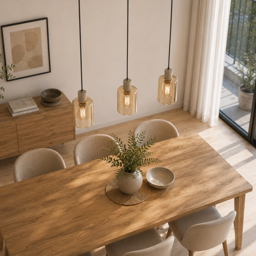 Brilliant - Lampa wisząca na lince LYSKA 3xE27/20W/230V kremowy/dymny beżowy