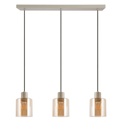 Brilliant - Lampa wisząca na lince LYSKA 3xE27/20W/230V kremowy/dymny beżowy
