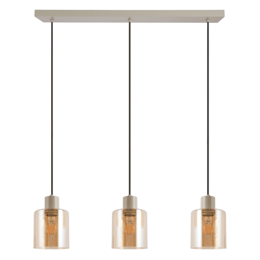 Brilliant - Lampa wisząca na lince LYSKA 3xE27/20W/230V kremowy/dymny beżowy