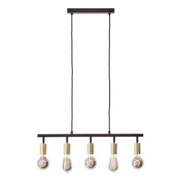 Brilliant - Lampa wisząca na lince TIFFANY 5xE27/28W/230V czarny/mosiądz