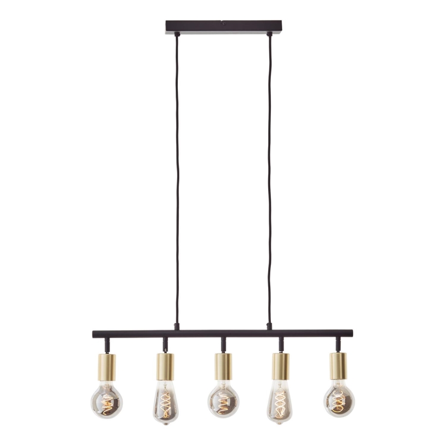 Brilliant - Lampa wisząca na lince TIFFANY 5xE27/28W/230V czarny/mosiądz