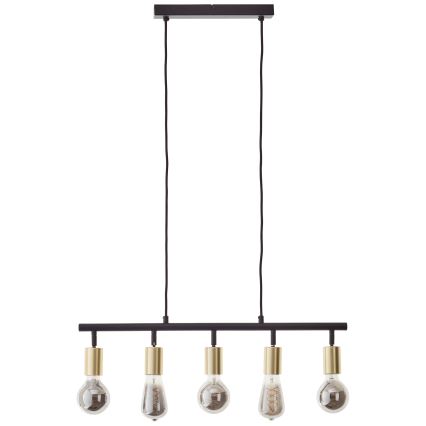 Brilliant - Lampa wisząca na lince TIFFANY 5xE27/28W/230V czarny/mosiądz