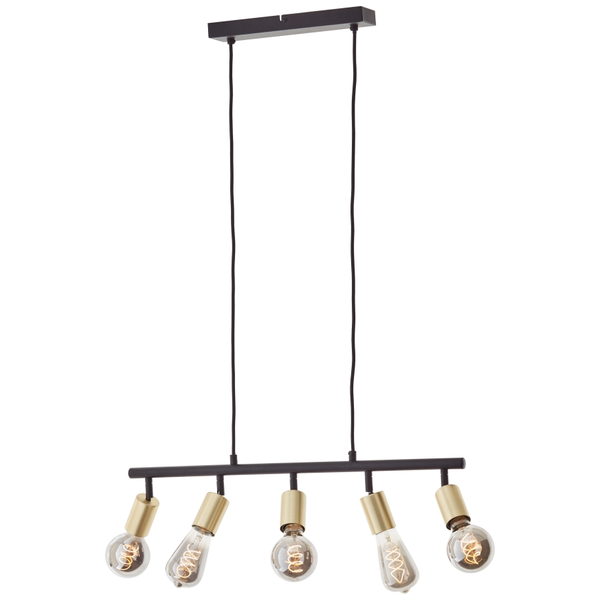 Brilliant - Lampa wisząca na lince TIFFANY 5xE27/28W/230V czarny/mosiądz