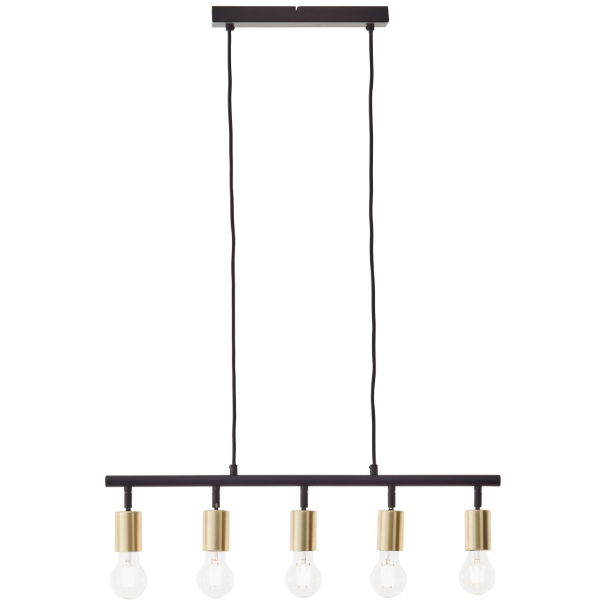 Brilliant - Lampa wisząca na lince TIFFANY 5xE27/28W/230V czarny/mosiądz