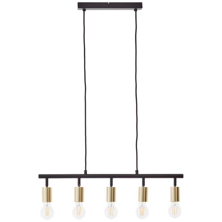 Brilliant - Lampa wisząca na lince TIFFANY 5xE27/28W/230V czarny/mosiądz