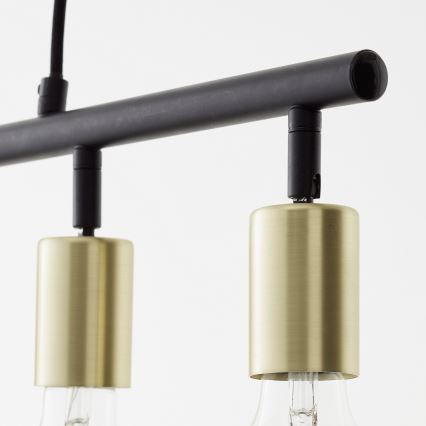 Brilliant - Lampa wisząca na lince TIFFANY 5xE27/28W/230V czarny/mosiądz