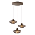 Brilliant - Lampa wisząca na linkach LYN 3xE27/20W/230V, śr. 69 cm, kolor: brązowy/dymiony brąz